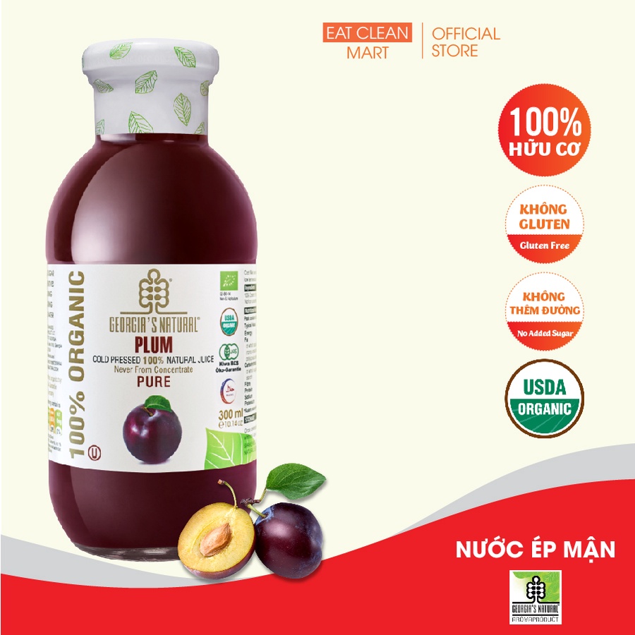 Nước Ép Lạnh 100% Hữu Cơ Mận Tự Nhiên Georgia's Natural - ORGANIC Cold Pressed Natural Pure Plum Juice - 300ml