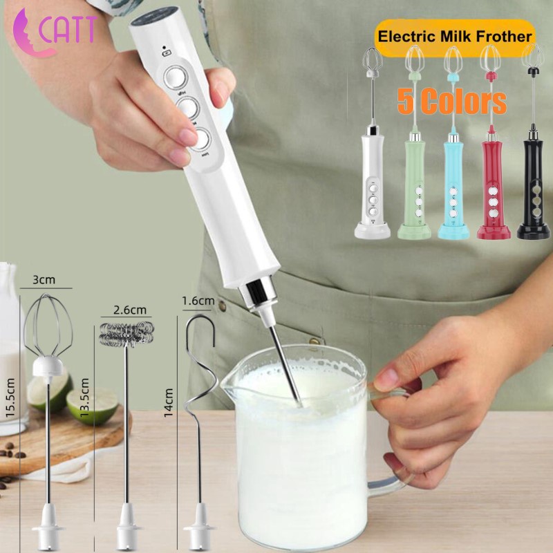 Máy Đánh Sữa Tạo Bọt Cầm Tay 3 Tốc Độ Bằng Thép Không Gỉ Có Thể Sạc Lại Dùng Pha Cà Phê Latte Cappuccino