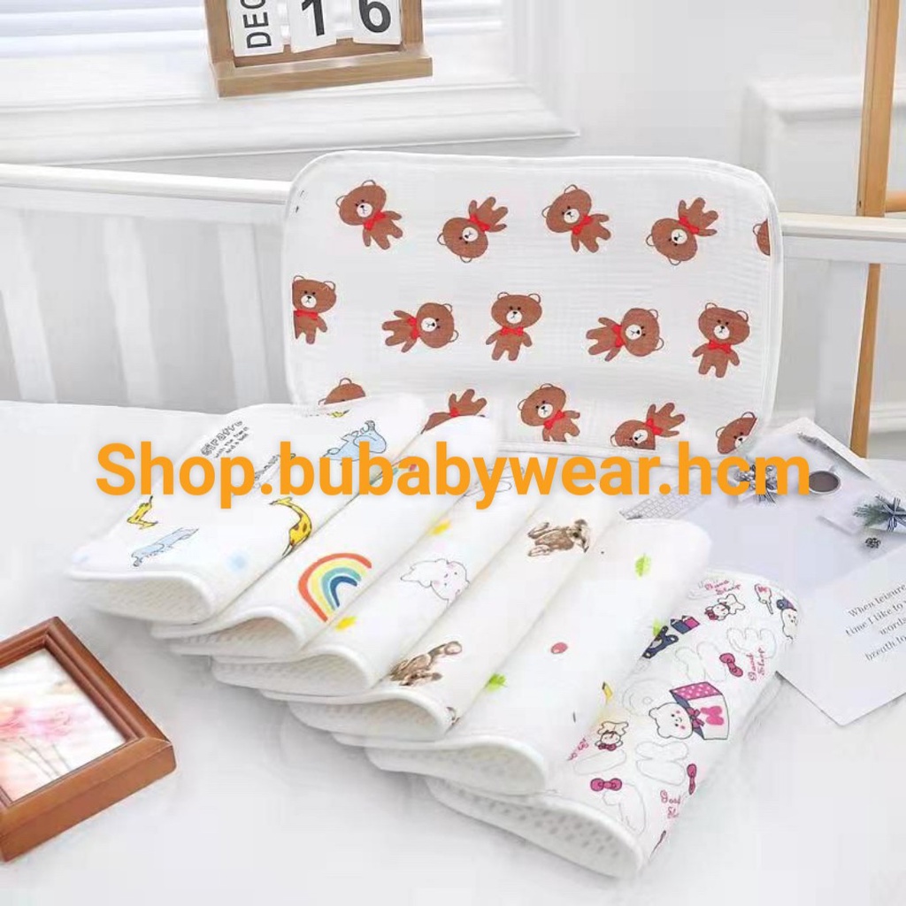 Sỉ. Gối xô 10 lớp kèm tấm lót 3D siêu thấm hút/ siêu thoáng cho bé sơ sinh