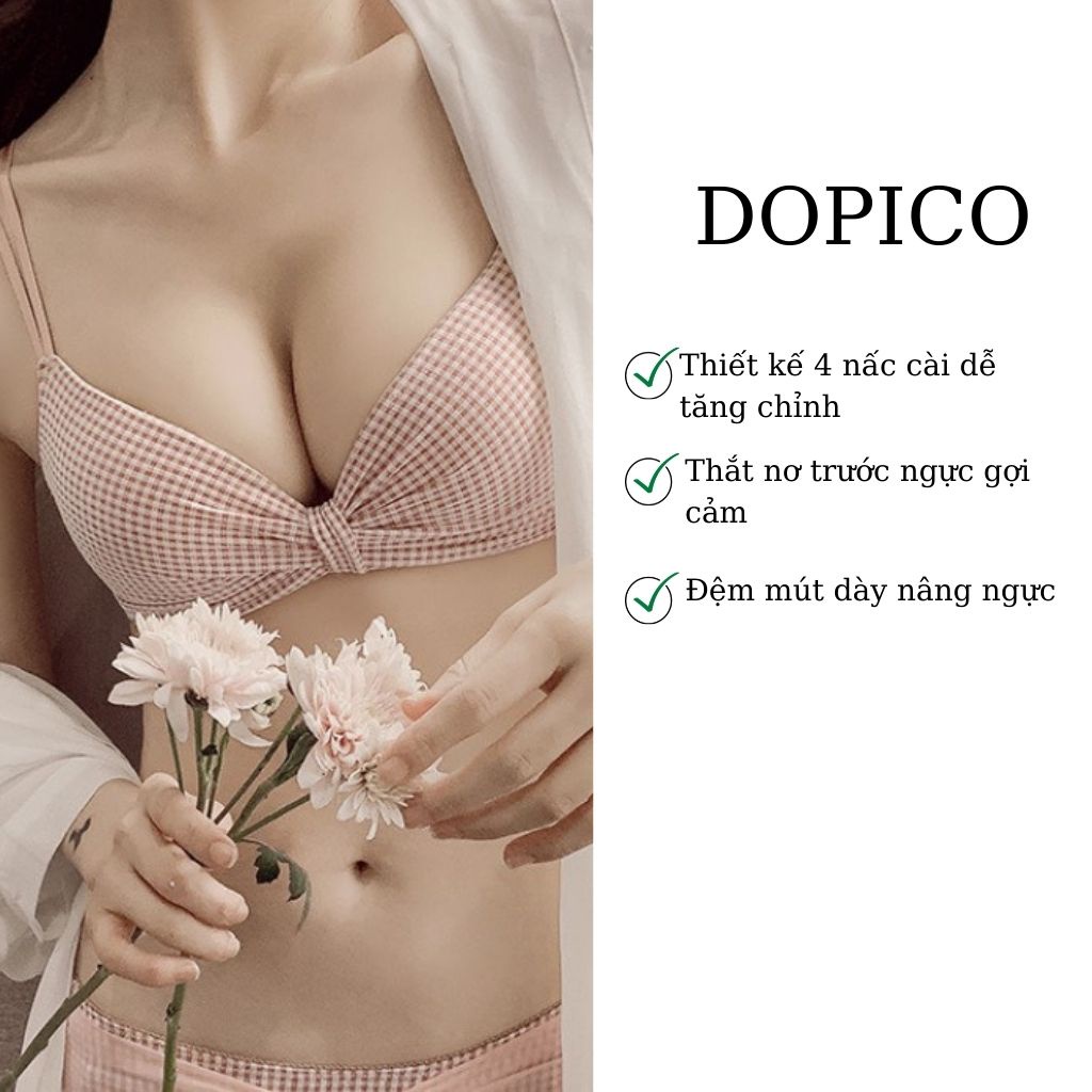 Áo ngực không gọng su nữ nâng ngực đệm vừa caro dây sau mặc được nhiều kiểu DOPICO  A113