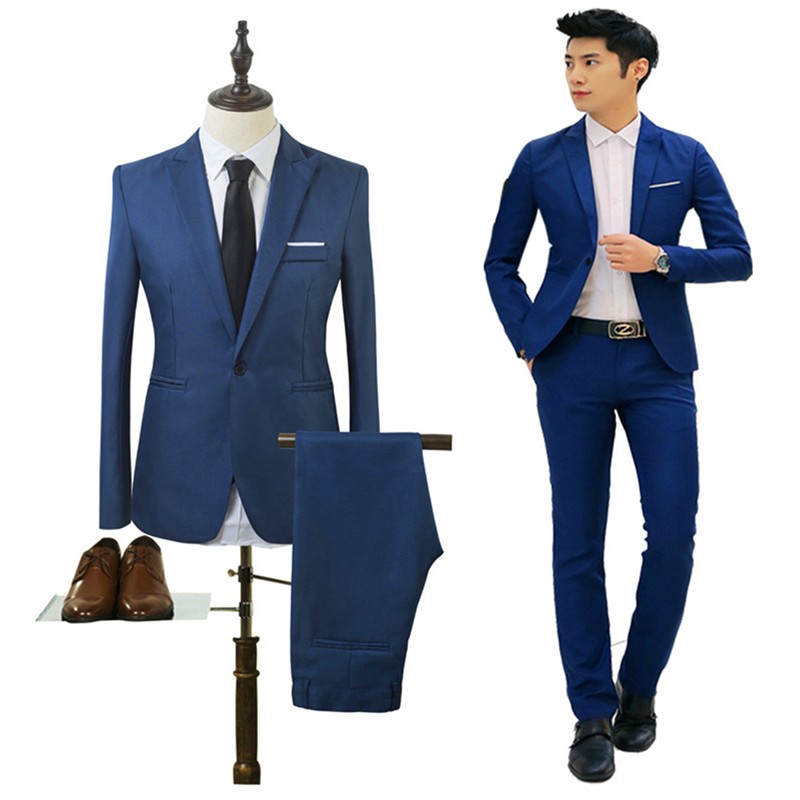 Bộ áo vest + quần dài màu trơn thanh lịch cho nam | BigBuy360 - bigbuy360.vn
