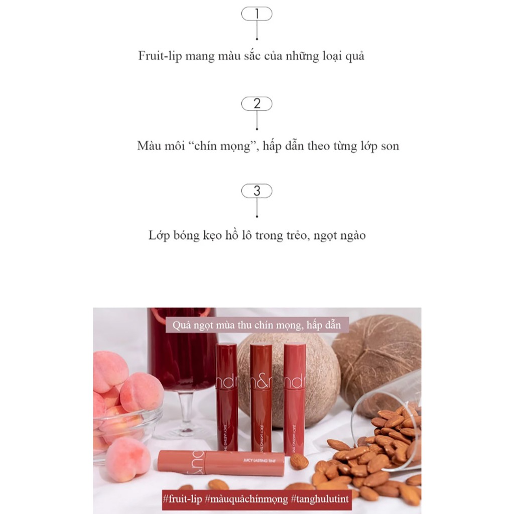 Son bóng mọng môi lâu trôi Romand Juicy Lasting Tint Ripe Fruit (Màu #18 đến #21) | BigBuy360 - bigbuy360.vn