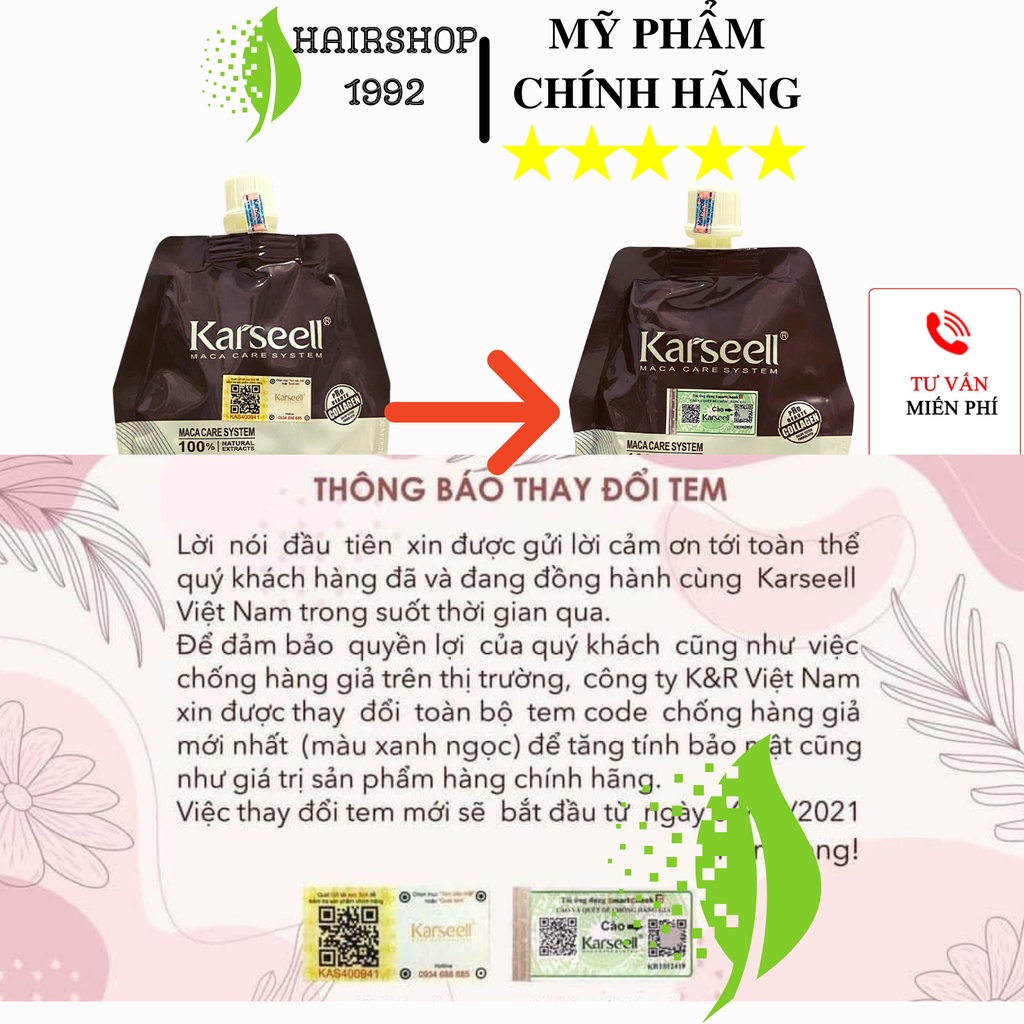 Kem Hấp Ủ Xả Phục Hồi Tóc Collagen Karseell Maca 500ML | Phục Hồi Tóc, Giúp Tóc Siêu Mềm Mượt