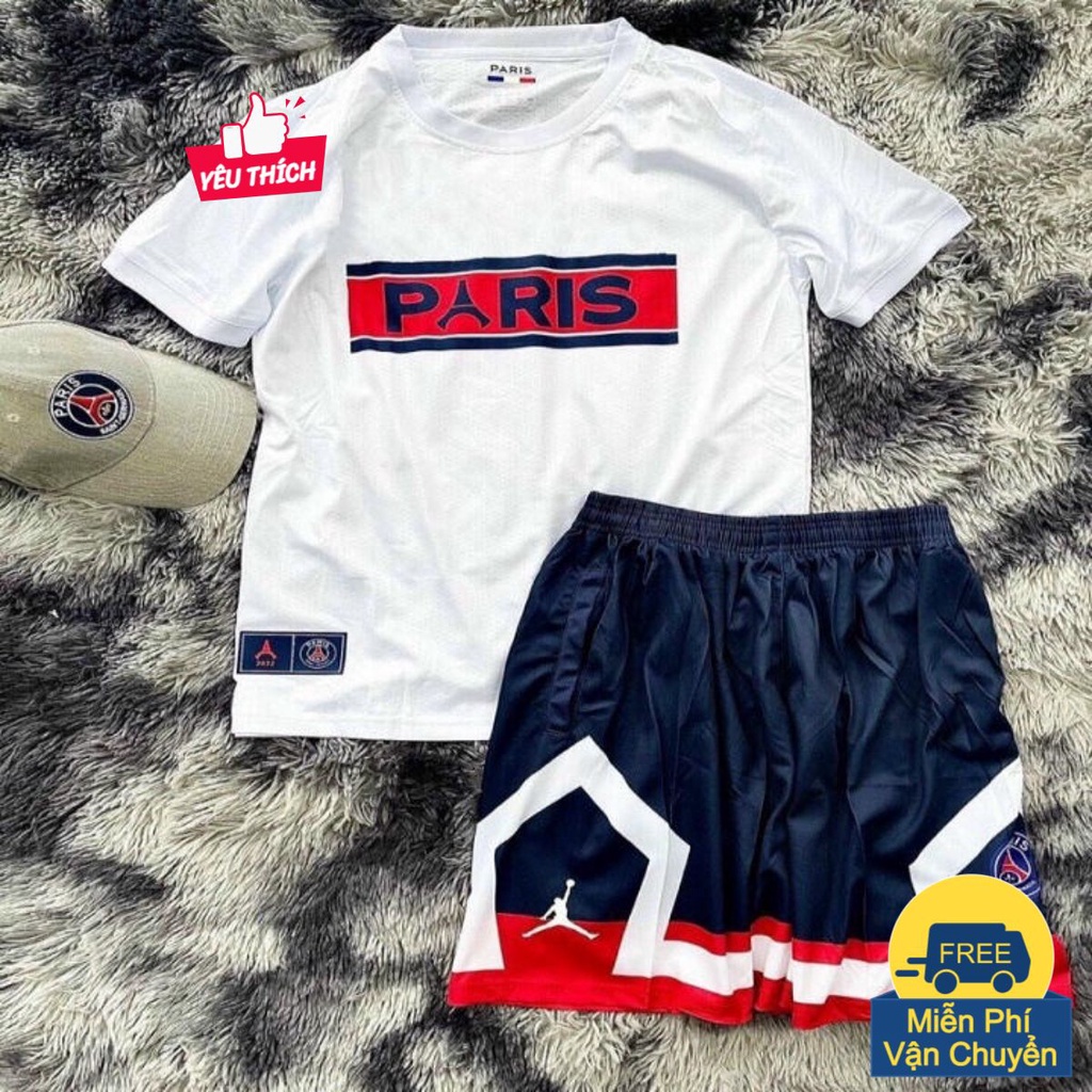 Quần Áo Bóng Đá Paris Saint German  Trắng Vải Thái Cao Cấp - Bộ Áo Đá Banh Đẹp PP Bởi Be Happy Sport