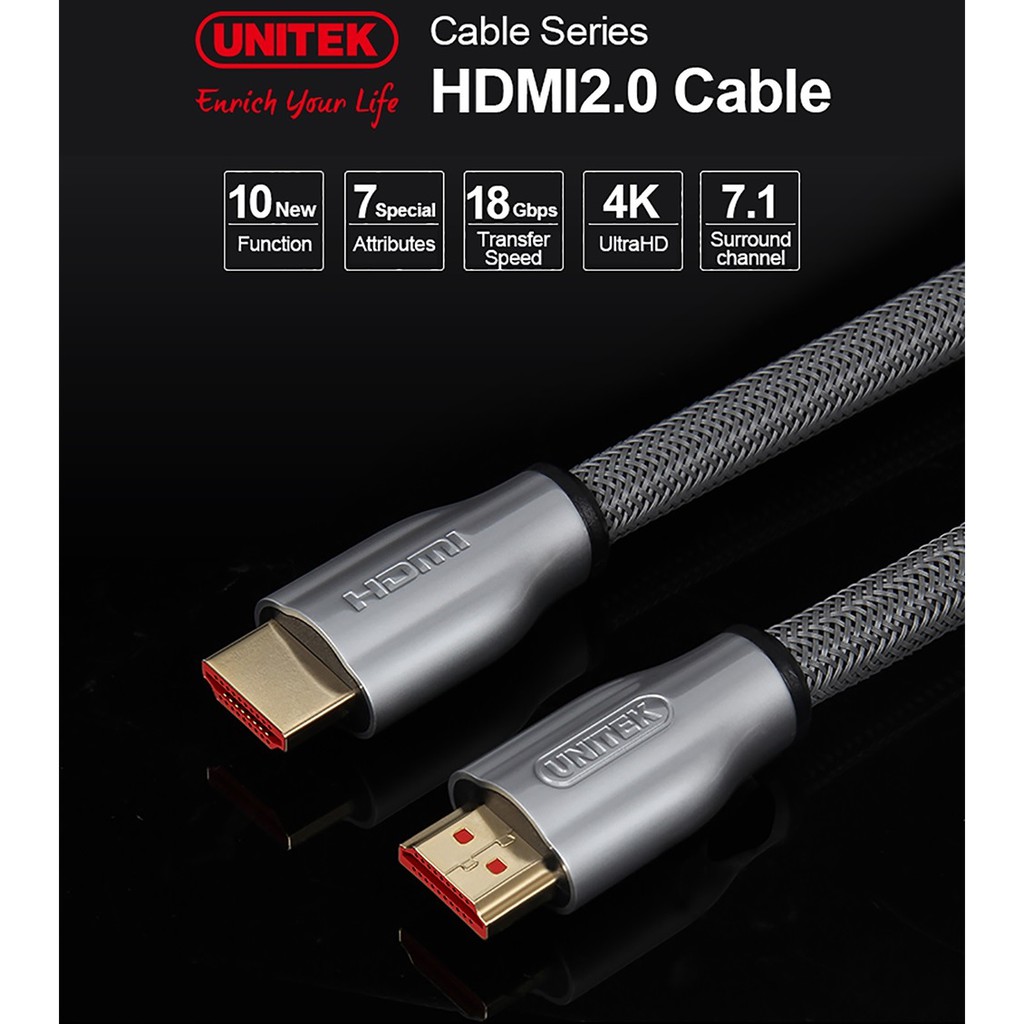 CÁP HDMI UNITEK 3M Y-C 139 RGY FULL 4K