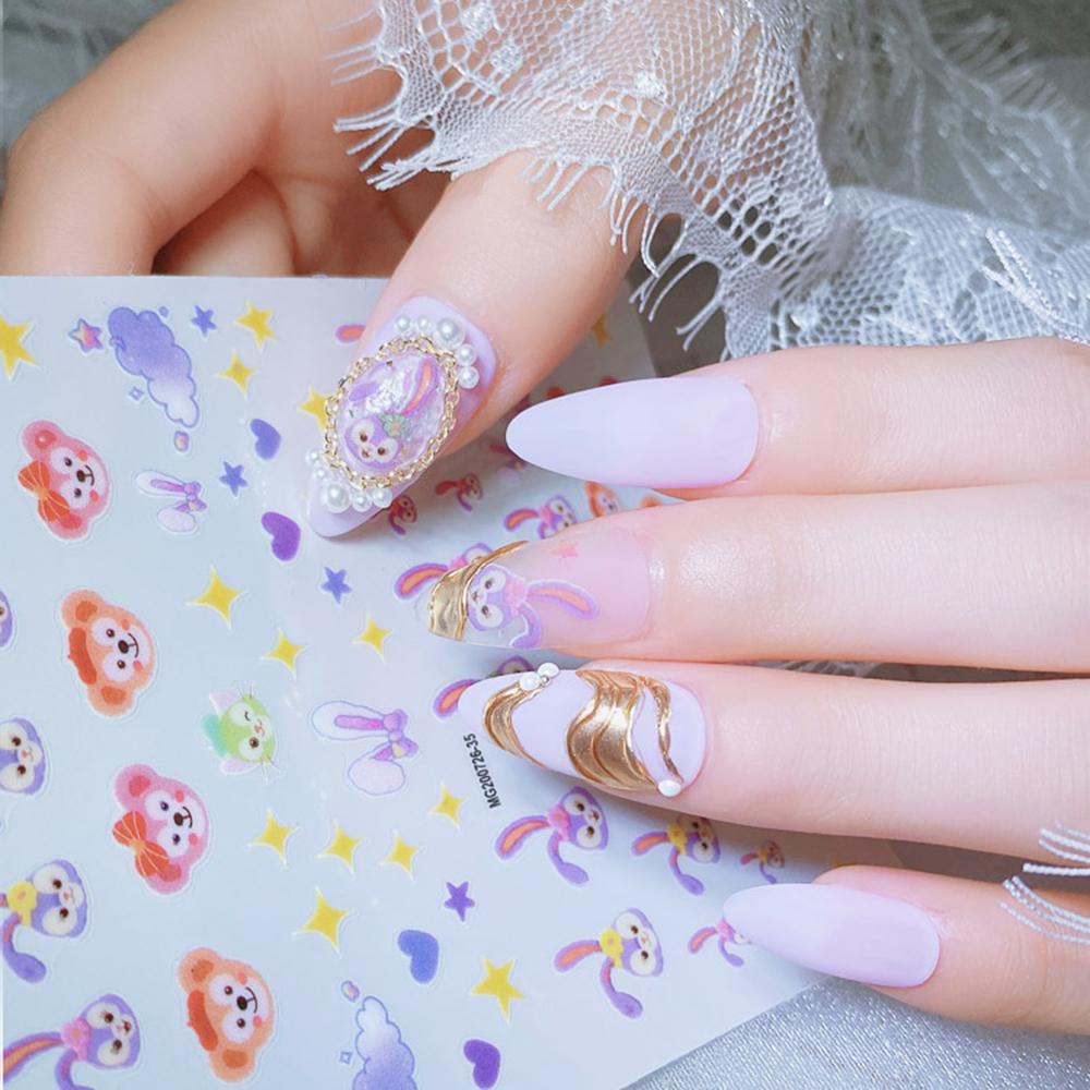 OCEANMAP Miếng Dán Trang Trí Móng Tay Họa Tiết Hoạt Hình 3D Độc Đáo