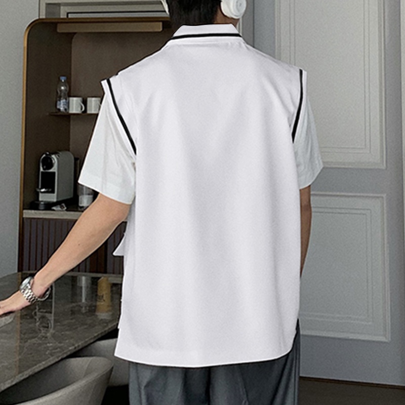 Áo Đồng Phục Học Sinh Sát Nách Cổ Bẻ Thời Trang Mùa Hè Cho Nam