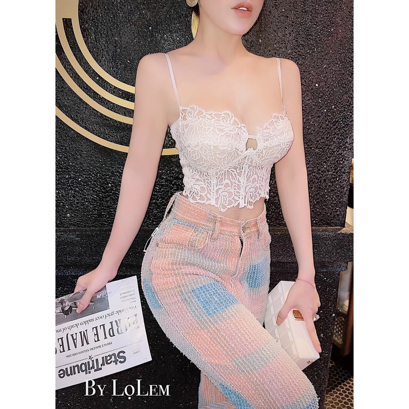 ÁO LÓT NỮ - ÁO HAI DÂY ÁO BRA REN CROPTOP THÊU 2 DÂY LÓT LƯỚI GỌNG SEXY QUYẾN RŨ BRALETTE CHẤT ĐẸP
