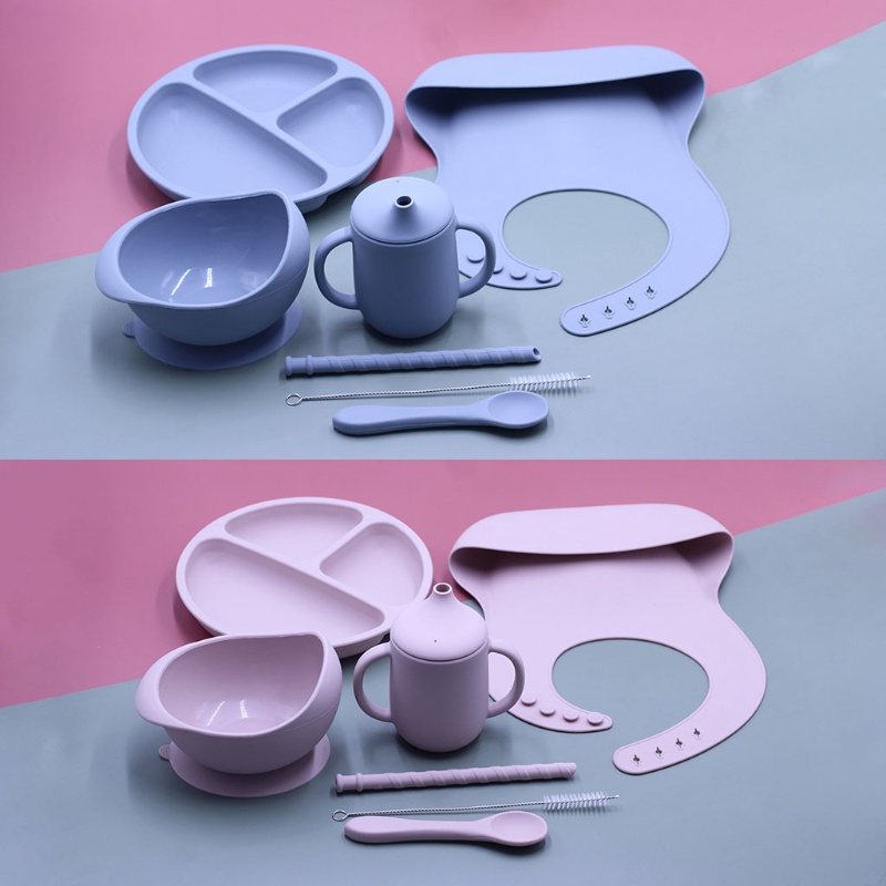 Bộ 7 Dụng Cụ Cho Bé Ăn Bằng Silicone Không BPA