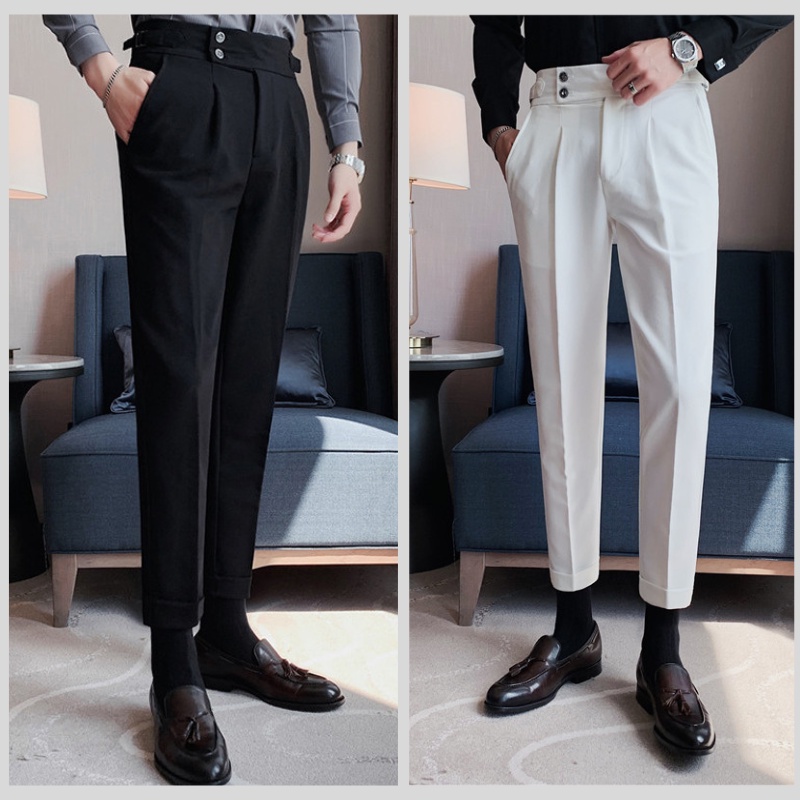 Quần âu Sidetab baggy nam cạp cao Premium, Quần vải Tuyết mưa, thoáng mát, không bai, không nhàu, dễ mặc đi làm, đi học