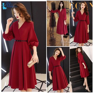 Đầm nữ váy đầm dự tiệc xoè cao cấp đi dự tiệc dạo phố công sở màu đỏ