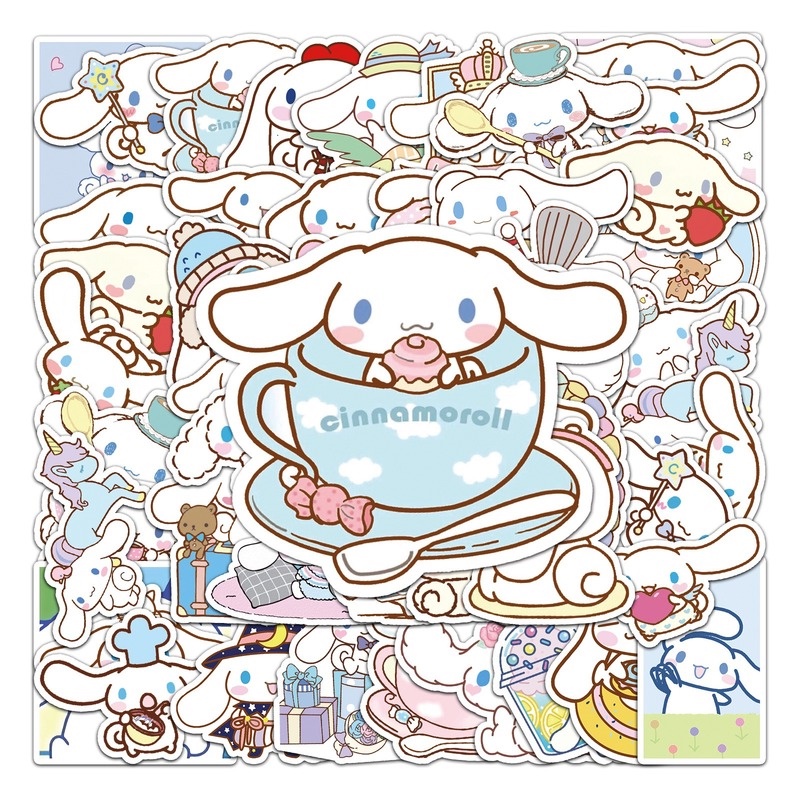 Z & M❀ Hình Dán Cinnamoroll ❀ Bộ 50 Miếng Dán Chống Thấm Nước Hình Sanrio Trang Trí Độc Đáo