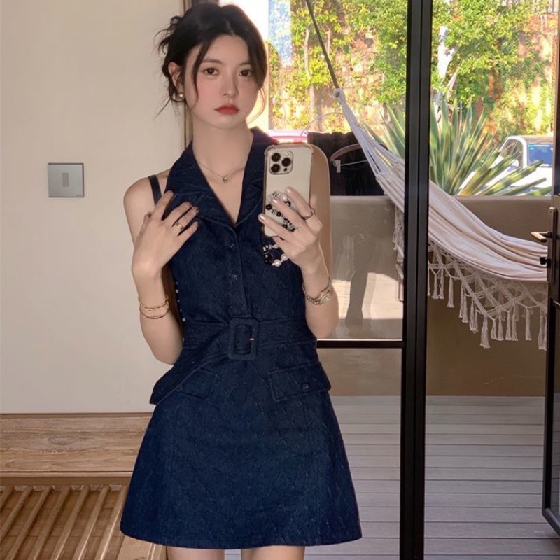 Đầm Denim Không Tay Gợi Cảm Hợp Thời Trang Cho Nữ