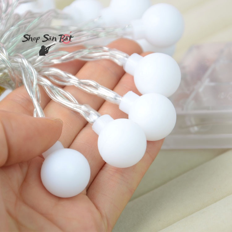 Đèn LED trang trí dây bóng tròn vàng ấm không nháy dùng pin tiện lợi, dùng đi du lịch cắm trại dã ngoại tiện lợi [DCP7]