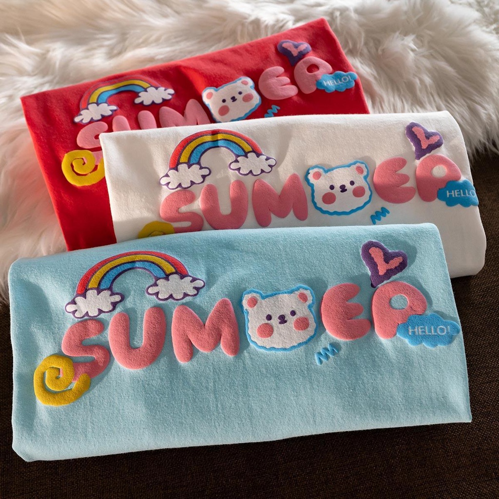 Áo thun tay ngắn cổ tròn vải cotton màu sắc thời trang dành cho nam và nữ