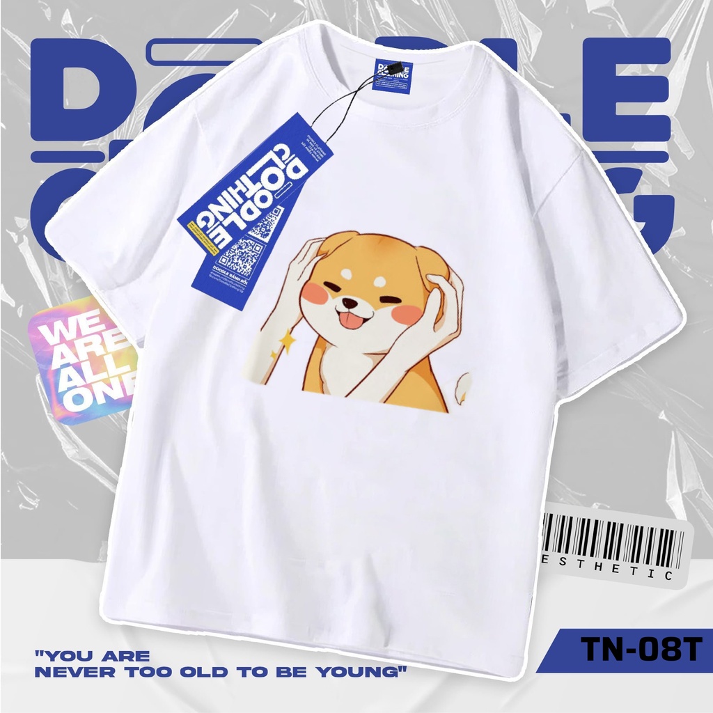 Áo thun nam nữ tay lỡ unisex oversize áo phông form rộng basic tee hình chó Shiba nựng tai