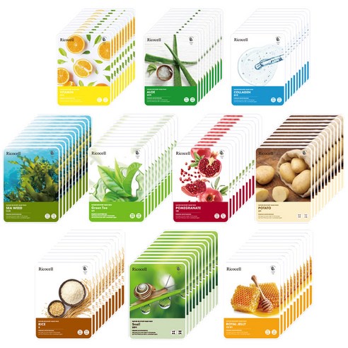 Set 100 miếng mặt nạ dưỡng da chiết xuất thiên nhiên Ricocell Hàn Quốc