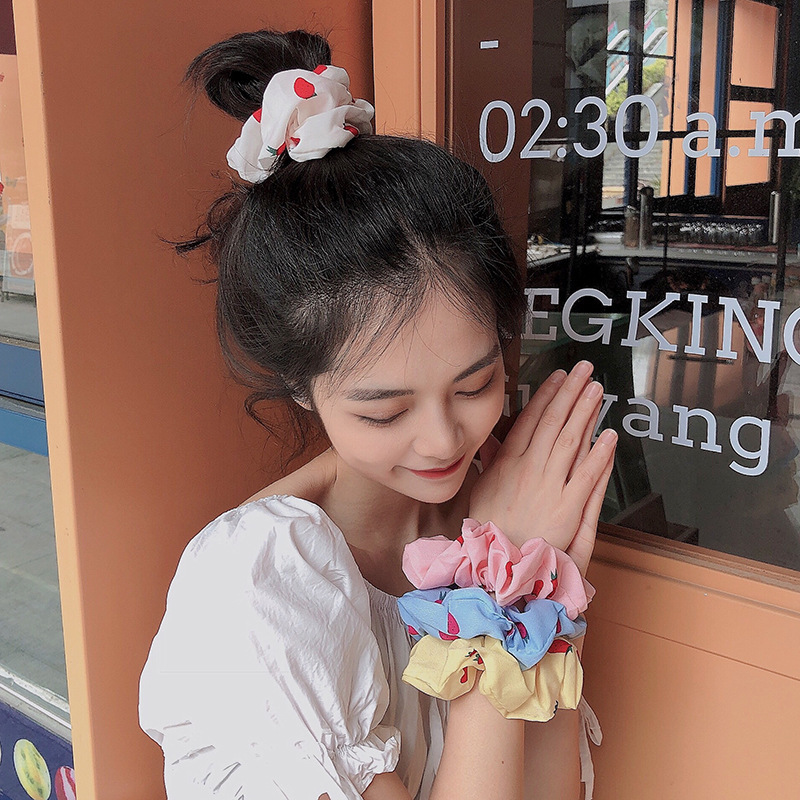Dây Buộc Tóc Vải Voan Hình Trái Dâu Xinh Xắn Dành Cho Nữ