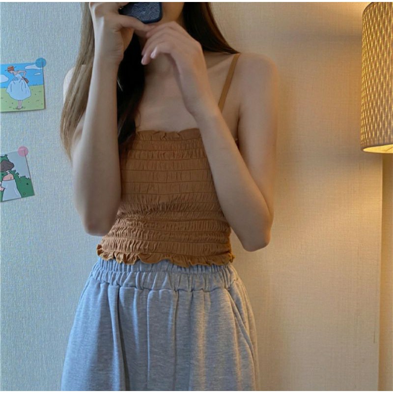 Áo Hai Dây Bo Chun Phong Cách Trẻ Trung Năng Động