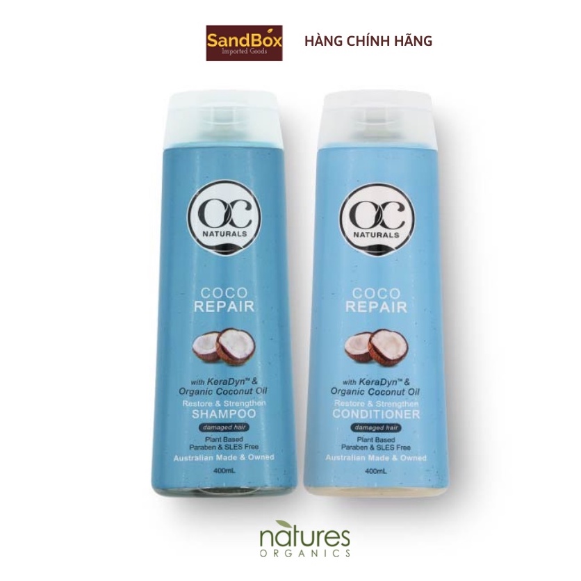 Bộ Dầu gội và dầu xả  phục hồi tóc hư tổn Coco OC Naturals 400 ml