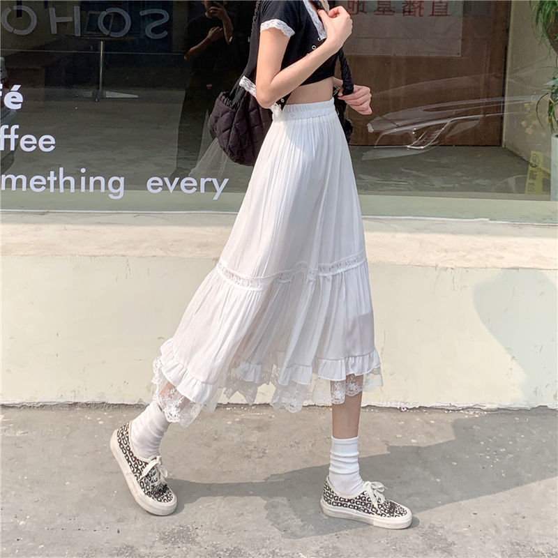 Chân Váy Dáng Dài Chữ A Phối Ren Thanh Lịch Thời Trang Mùa Hè 2021 Cho Nữ | BigBuy360 - bigbuy360.vn