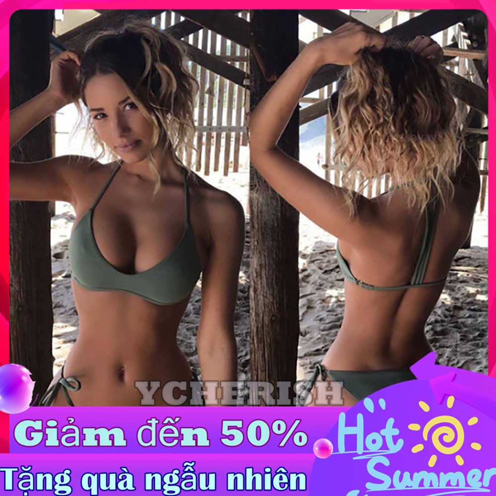 Bộ đồ bơi 2 mảnh nâng ngực hở lưng màu trơn quyến rũ cho nữ | BigBuy360 - bigbuy360.vn