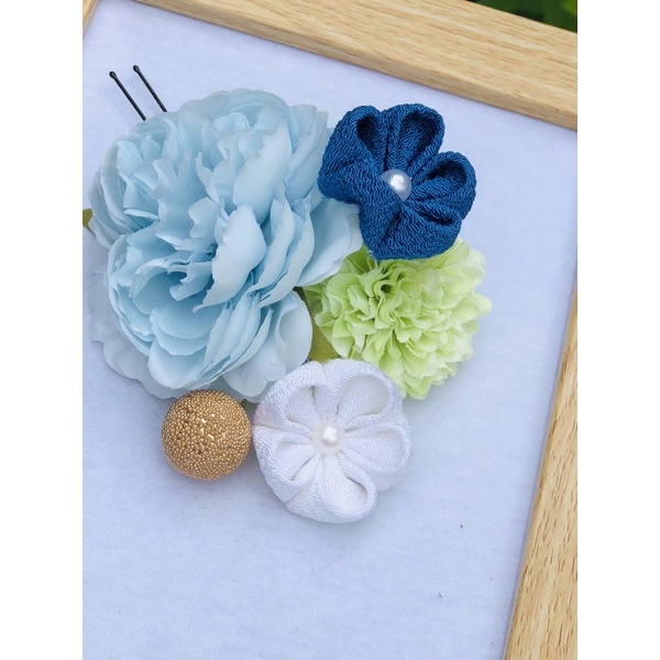 Trâm cài tóc Kanzashi màu xanh dương- trâm cài cổ trang