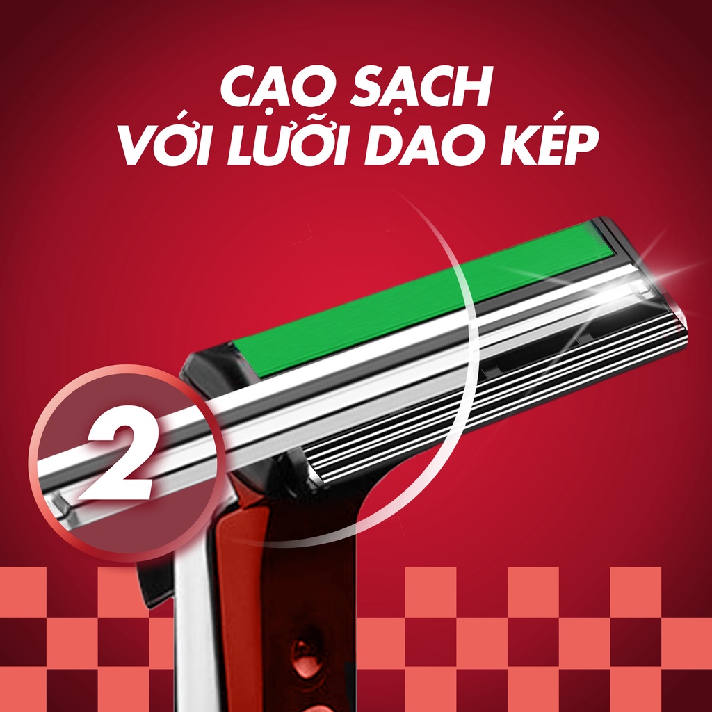 Dao Cạo Râu chuyên dụng Gillette Vector Plus Red lưỡi dao kép bén dành cho nam