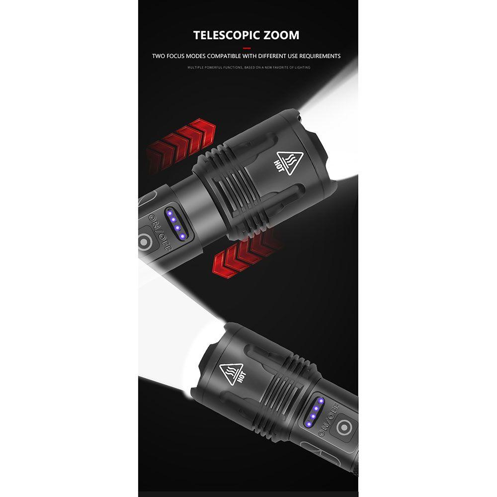 Đèn Pin Xhp70 LED Siêu Sáng Có Thể Tập Trung Kèm Sạc USB Tiện Dụng