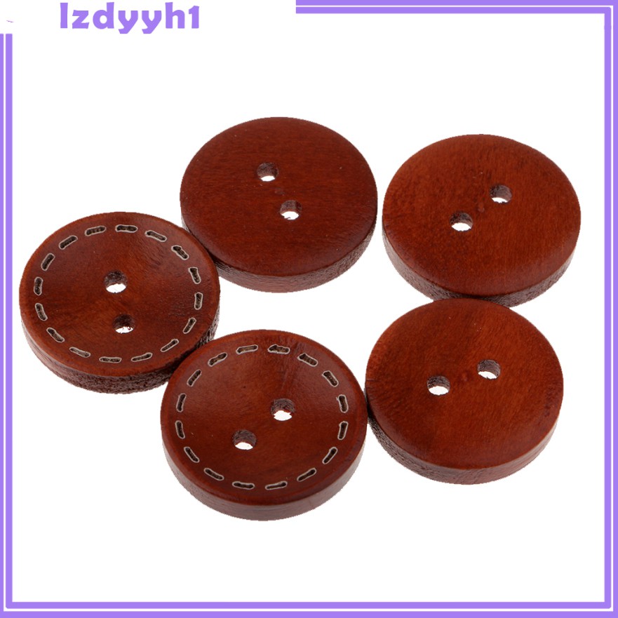 Set 20 Nút Gỗ 2 Lỗ 20mm Dùng Trang Trí Quần Áo Phong Cách Vintage