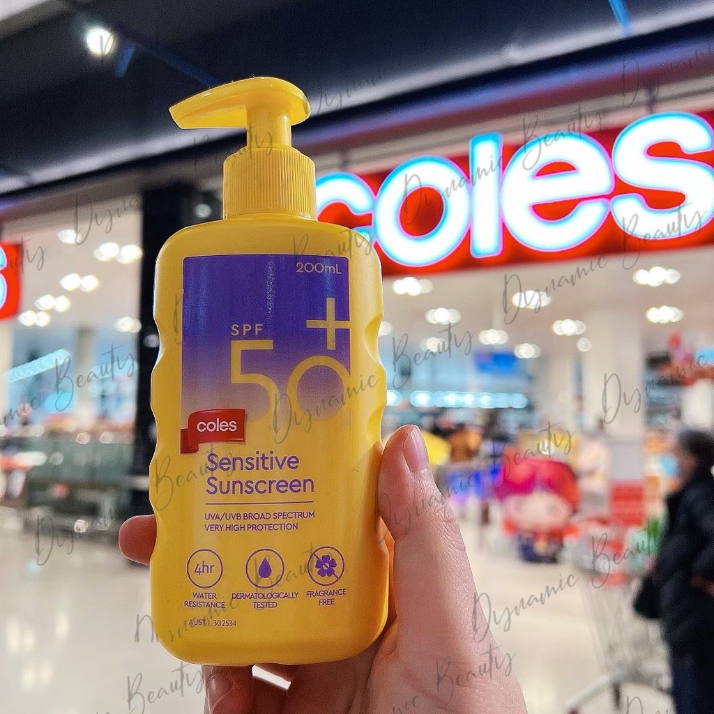 Kem chống nắng Coles ultra / sensitive sunscreen spf 50+ 100ml - 200ml - 500ml - 1l của Úc