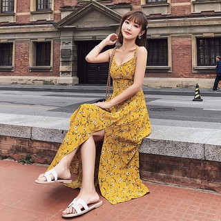 Váy maxi 2 dây, hở lưng dây đan chéo