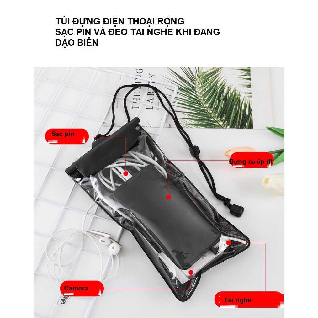 Túi đựng điện thoại chống nước iphone X, iphone12/11/8/7 thông minh có thể nghe headphone dưới trời mưa