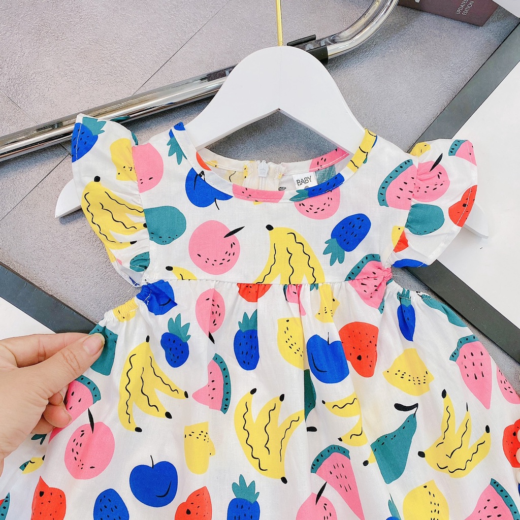 Váy bé gái hoa hướng dương tay hến sắc mầu XHN960