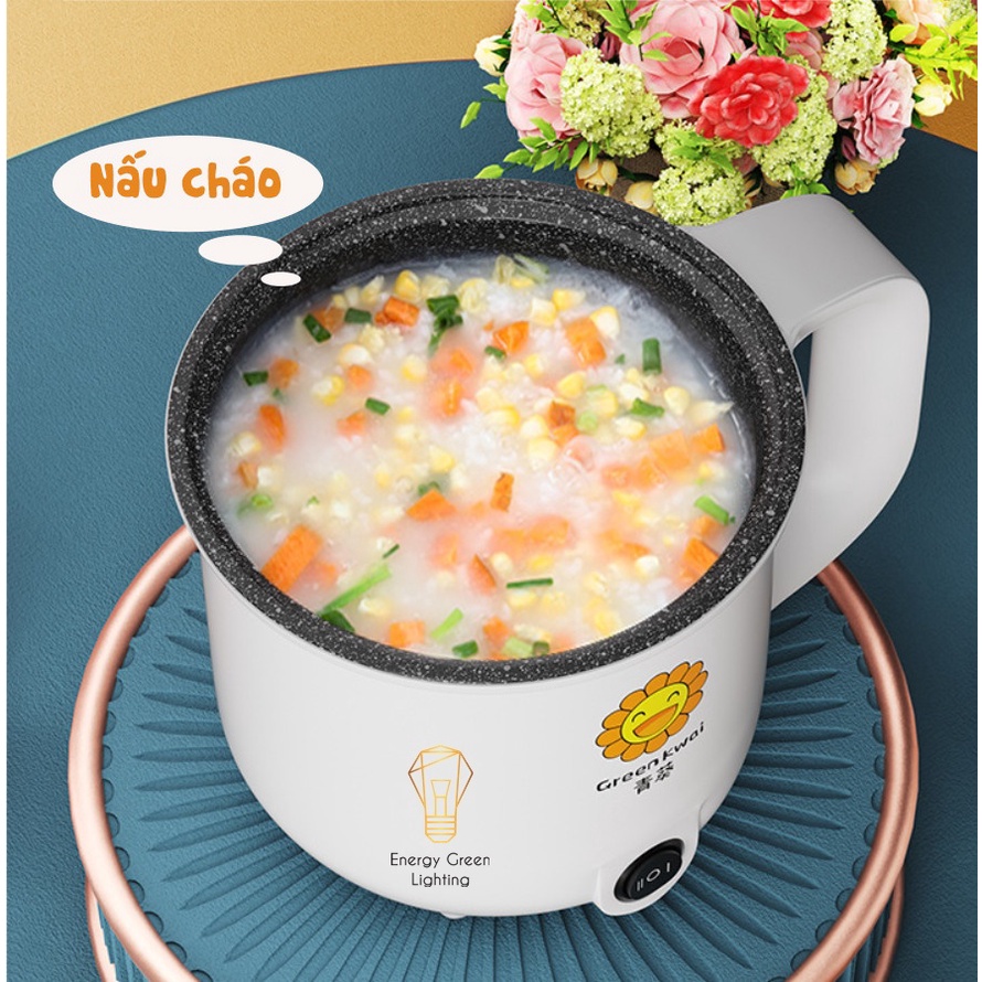 Nồi Lẩu Điện Energy Green Lighting mini Green Kwai SDD-18 - Ca Nấu Mì,Chiên,Sào Đa Năng - Dung Tích 1.8L -Lòng Nồi Chống