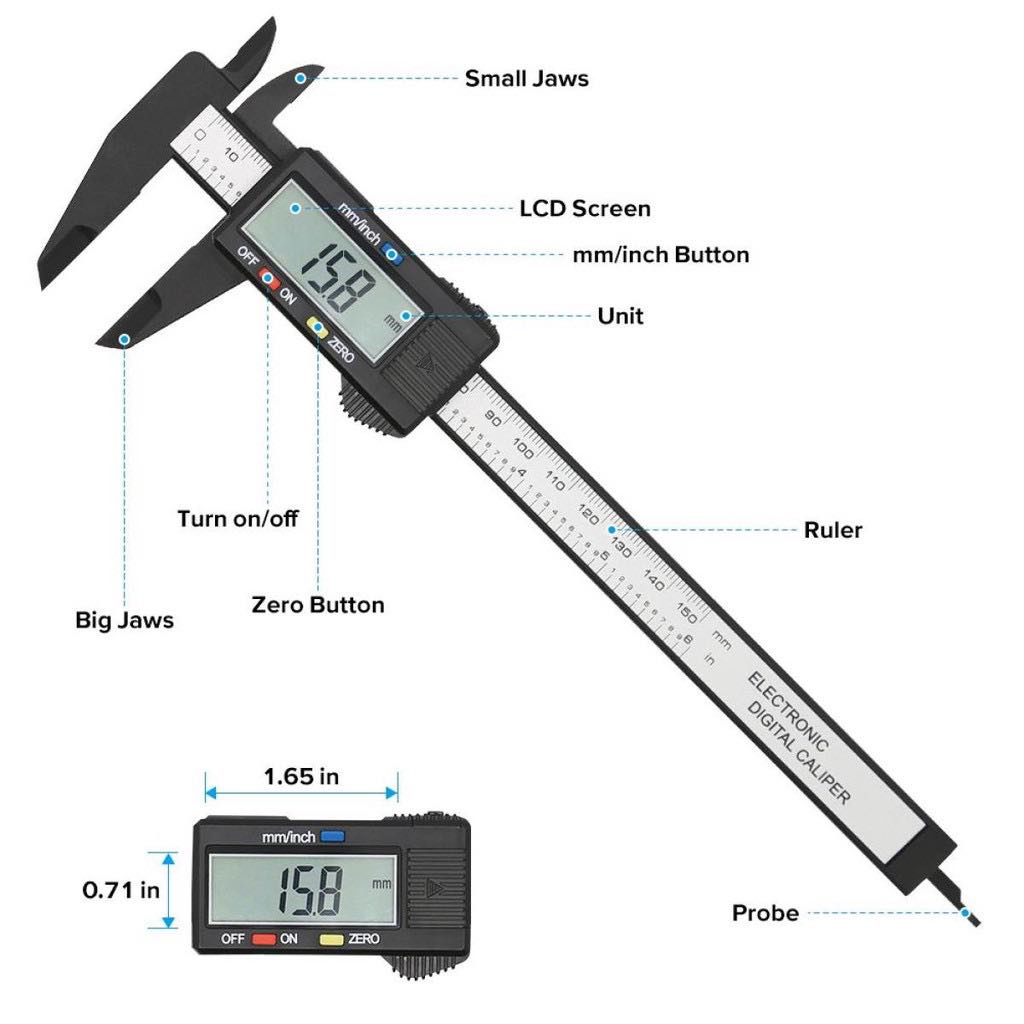 Thước Kẹp Điện Tử Đo Đường Chính Xác Từng MM, Kính Sợi Nhựa Carbon Syntek 150mm