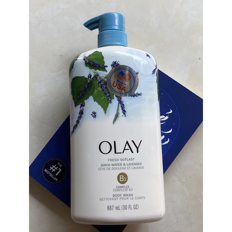 [USA] Sữa tắm Olay hương hoa Lavender (Purifying birch Water&amp;Lavender) 887ml - Nhập khẩu từ Mỹ giá tốt