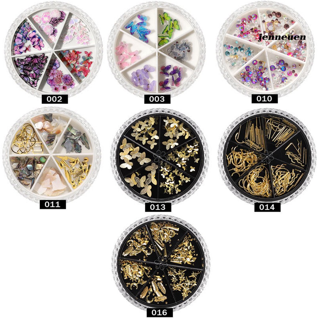 Hộp phụ kiện đính móng trang trí nghệ thuật chia 6 ngăn