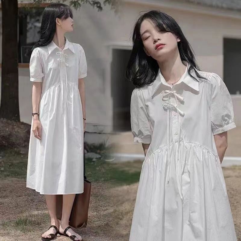 Đầm suông cổ bẻ thiết kế đơn giản thời trang dễ thương cho nữ
