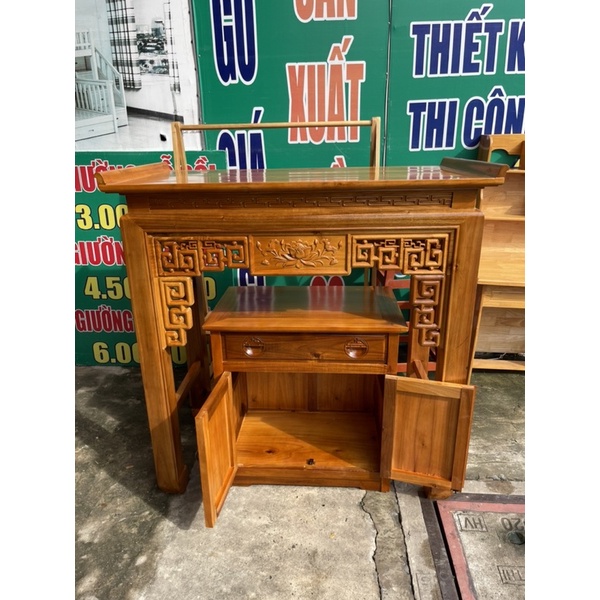 Kệ Thờ & Bàn Thờ Gia Tiên Ngang 1m27 Gỗ Tràm Kèm Tủ Dưới