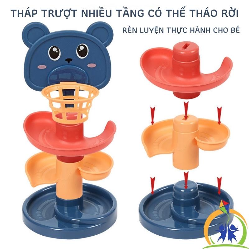 Tháp bóng lăn cầu trượt thả bóng xoay tròn KIDONE đồ chơi cho bé đơn giản, sinh động, an toàn KO07