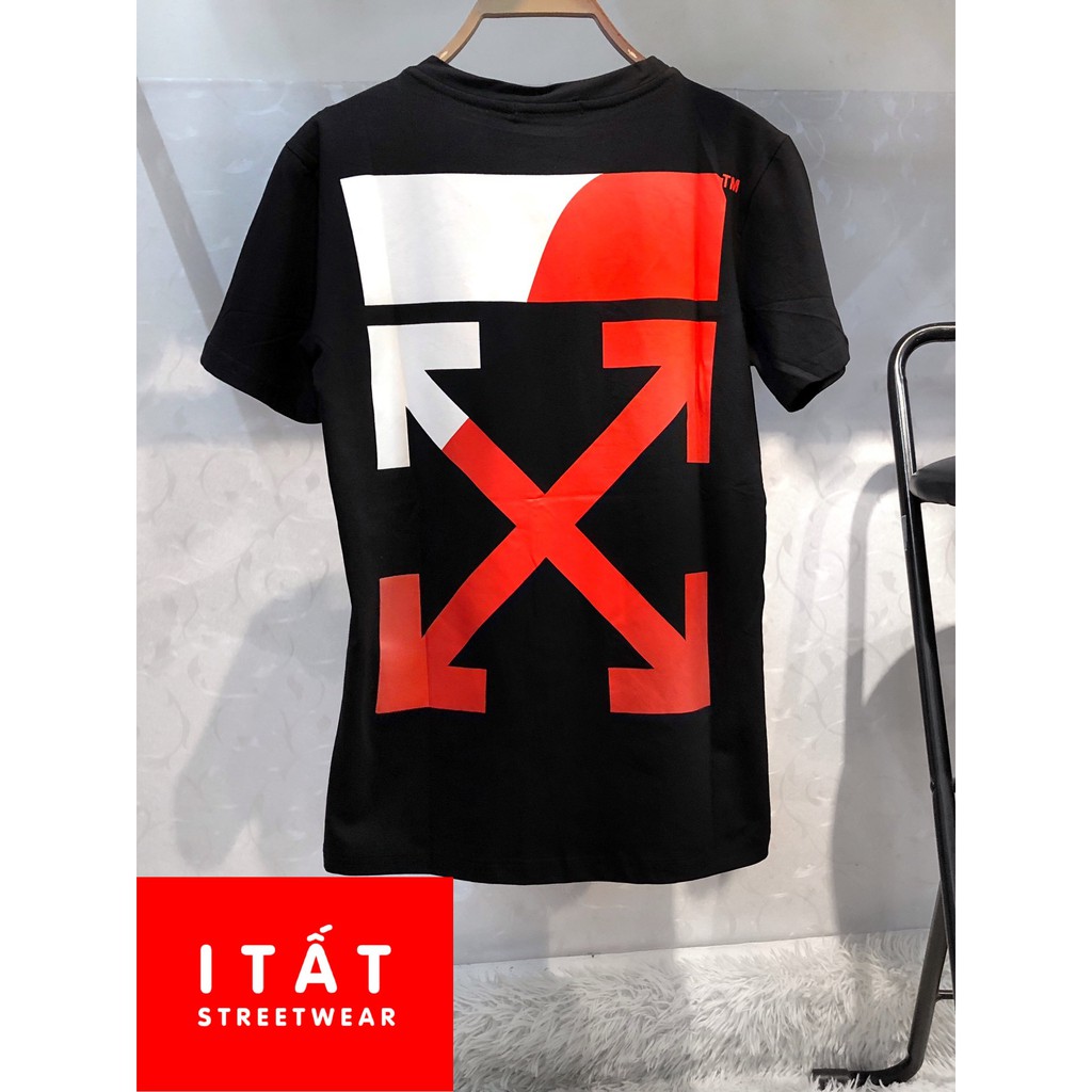 [Hình + video thật] Áo tee thun Off White cotton phối Trắng Đen, thời trang nam nữ unisex streetwear form