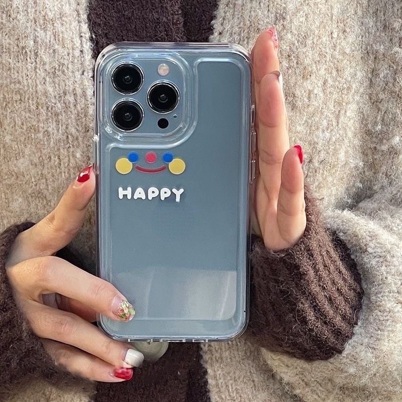 Ốp iphone Space trong suốt Silicon in hình happy dẻo viền vuông 7/8/7plus/8plus/x/xs/XR/xsmax/12/12promax/13/13pro/max