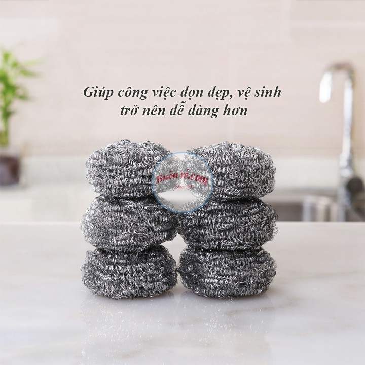 Dụng cụ cọ xoong, nồi - Bùi nhùi cọ xoong, nồi, chảo bằng thép không gỉ Siêu Rẻ br00225