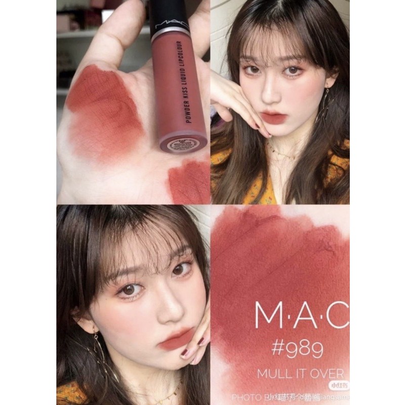 Son Kem Mac Powder Kiss Liquid Lipcolour Màu 989 Mull It Over Cam Hồng Đất