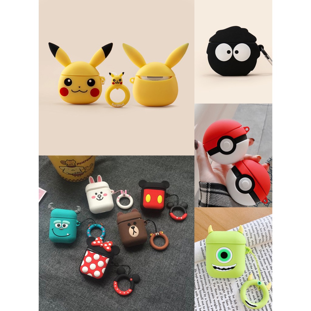 Vỏ Bảo Vệ Hộp Sạc Tai Nghe I9s / I10 / I11 / I12 Tws Bằng Silicon Hình Pikachu / Bóng Pokeball Dễ Thương Ốp