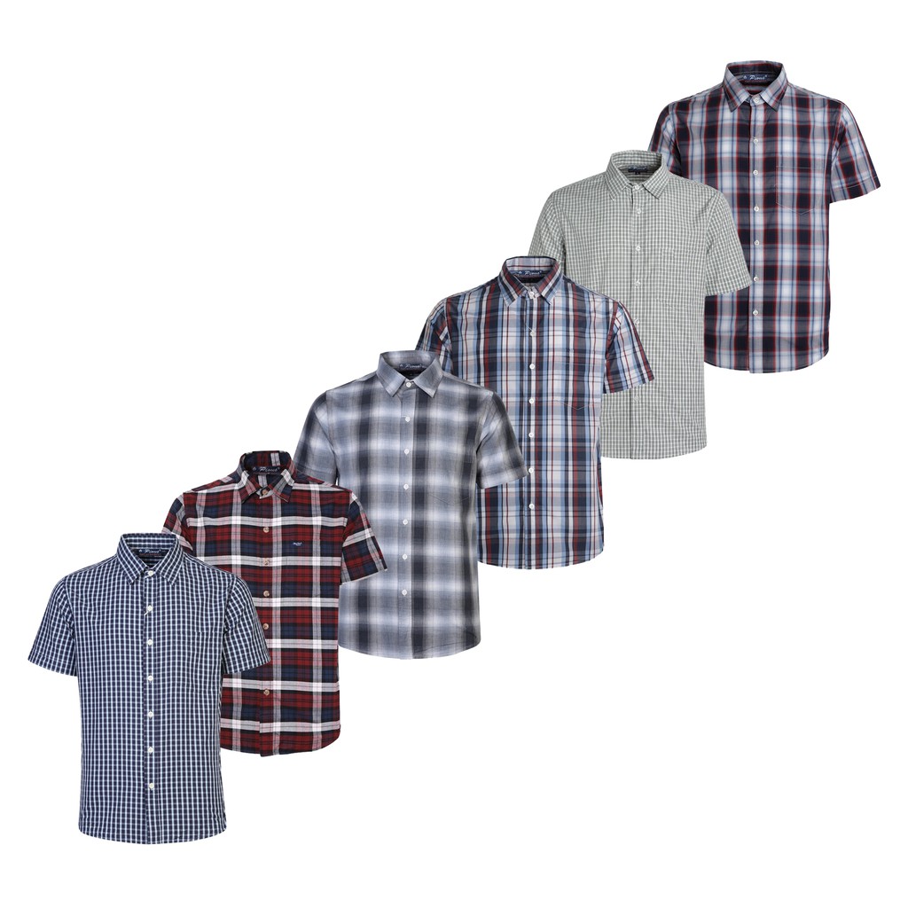 Áo sơ mi nam caro ngắn tay cao cấp boypro BPR100( xanh xám) | BigBuy360 - bigbuy360.vn