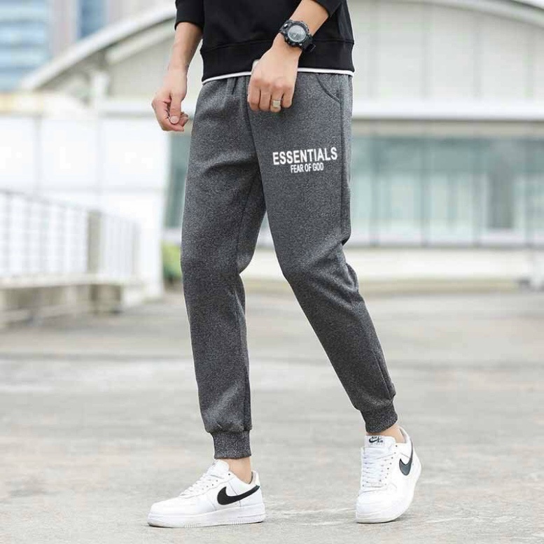 Quần Jogger Nam Nữ Nỉ Ống No In chữ Essitial