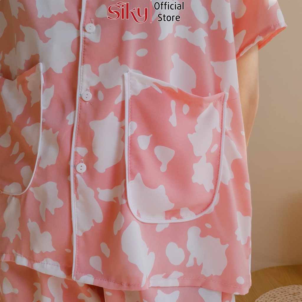 Bộ ngủ, bộ mặc nhà pijama nữ chất lụa Hàn siêu mềm mại - SIKY HX05 | BigBuy360 - bigbuy360.vn
