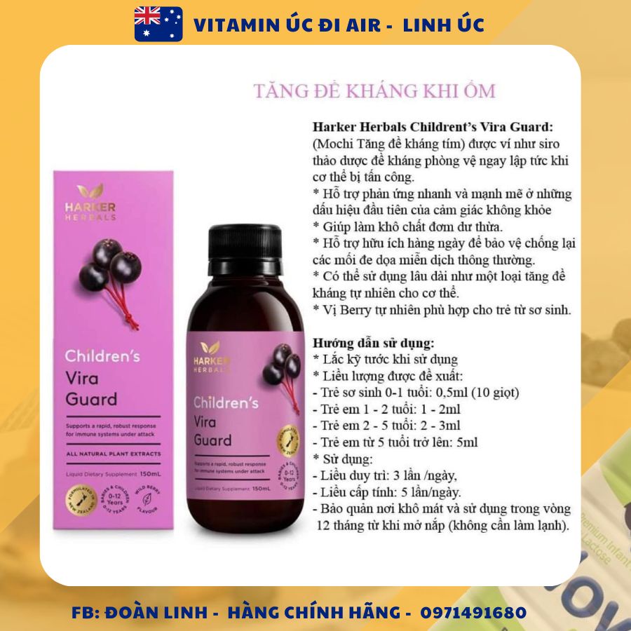 Siro thảo dược Harker Herbals NewZealand các loại cho bé, Date xa, Hàng chuẩn đi air